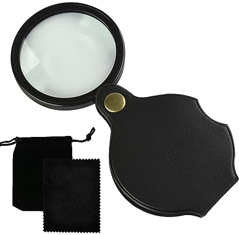 Alicer Minilupe, Taschenlupe, Faltbare Leselupe, Lesehilfe Vergrößerungsglas, Tragbare Lupe, Handtaschenlupe Kleine, Handlupe für Handwerk, Juwelier, Senioren(Schwarz)