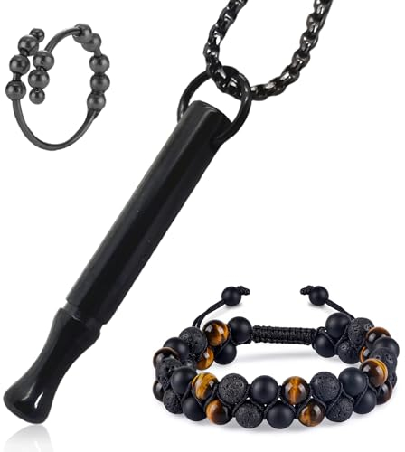 Carreneu Halskette Rauchfrei Rauchentwöhnung Hilfsmittel Halskette Rauchfrei Original Rauchentwöhnung Kette Achtsamkeitskette Lindert Stress und Reduziert ängste Mit 1 Armband 1 Angstring