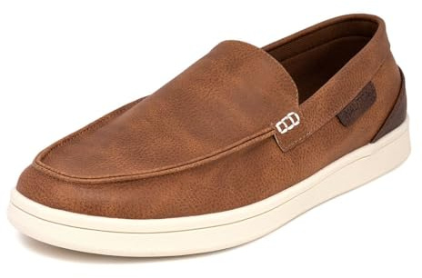 Nautica Men's Slip-On Loafers Casual Moc Toe Sneakers Boat Shoes Slipper for Men – Lightweight, Comfortable & Breathable | Jesper-Brown-Size 9.5