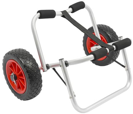 Qussse Kajakwagen, Klappbarer Bootswagen aus Aluminium Kanuwagen bis 80kg Surfwagen mit Spannriemen Transportwagen für Boote, Kanus und Kajaks