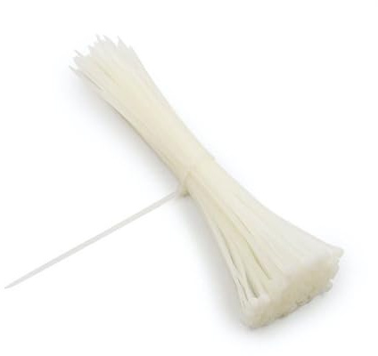 bridas de poliamida, 40 uds, 3,6 x 200 mm, color blanco, adecuadas para sujetar cables y organizar espacios.