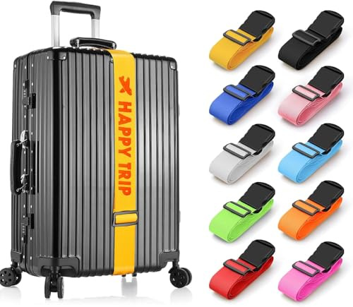Personalised Luggage Straps for Suitcases, 1 - Pack Suitcase Straps with Buckles TSA Approved Travel Luggage Belt with Embroidered Name, 200CM Luggage Tag Suitcase Identifier, Case Strap for Suitcase