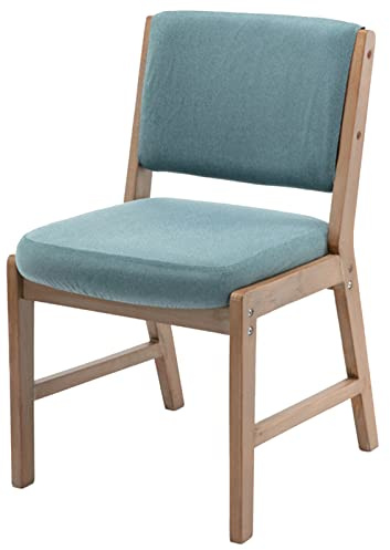 Massivträstolar Moderna möbler Restaurang Köksöar Pallar med ryggstöd och linne Sittdyna, Sitthöjd 46 cm(Färg:Blå)