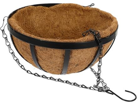 Alasum Porta Piante Sospeso in Ferro e Cocco Per Balcone e Interni Vaso Resistente Sole e Gelo Decorazione Elegante Per Casa e Ufficio