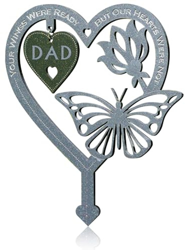 Targhe commemorative per giardino, targa commemorativa da giardino per mamma, a forma di cuore, farfalla per cimitero, cartello da cortile resistente alle intemperie, placche per tombe ornamenti per