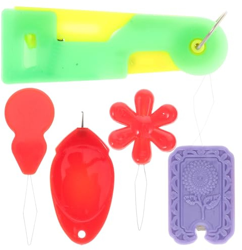 SHERCHPRY Set da 5 Infila Ago per Cucito a Mano e Macchine da Cucire, Strumento per Infilare Aghi in Plastica Resistente, Multifunzione Forme Diverse, per Lavori di Maglieria Colore Casuale
