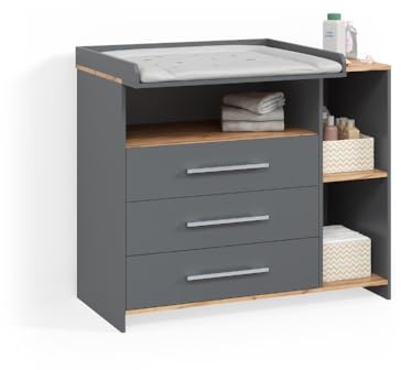 Livinity Commode à Langer Torino Anthracite/chêne doré