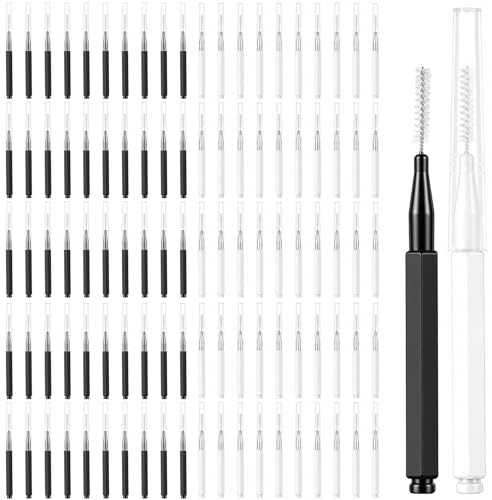 Shimmeroo 100Pc Micro Eyebrow Spoolie with Cap,Eyebrow Tinting/Brow Lifting | Brush/Lash Filler/Eyebrows Lamination - Interdental Brush for Cleaner Toothpick Dental Tooth Flossin