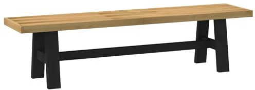 Foknhdi NOAIN - Panca per tavolo da pranzo, 160 x 41 x 45 cm, in legno di pino massiccio naturale, robusta, per sala da pranzo, cucina e corridoio, moderna panca da cucina con design a doghe per 2