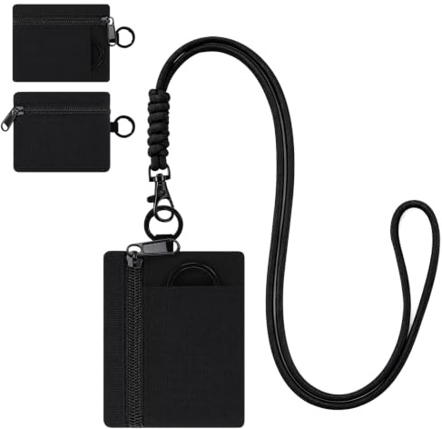 AdiStylinno Mini portefeuille pour homme et femme - En toile - En nylon - Avec fermeture éclair - Avec porte-clés et mousqueton, c, Minimaliste