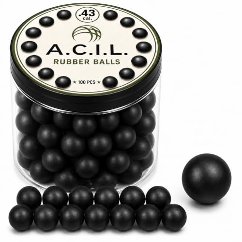 A.C.I.L Lot de 100 balles en Caoutchouc Calibre 43 (10,9 mm) – Environ 0,86 g chacune – Rubber Balls Solide de Haute précision – Rondes durables pour l'entraînement et la Pratique