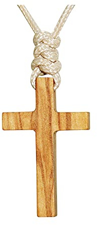 Collar Colgante Cruz de Madera de Oliva Natural Para Hombres Mujeres Regalo Madera Sólido Bautismo Cristiano Navidad Oración Pascua Fe Confirmación Cumpleaños Regalo Coche Retrovisor Espejo Colgante