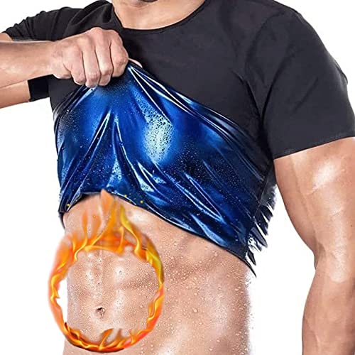 joyvio Sauna Weste Korsett Taille Trainer Body Top Shapewear Schlankheits-T-Shirt Kurzarm Trainingszubehör Anzug Bauchkontrolle Abnehmen Heat Trapping T-Shirt Für Herren (Color : Man, Size : 3XL)