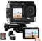 GOOKAM Action Cam WiFi 4K/60fps 24 MP Sports Camera con Touch Screen EIS Anti-Shake Fotocamera subacquea Impermeabile 40M, Microfono esterno 2x1350mAh Batterie