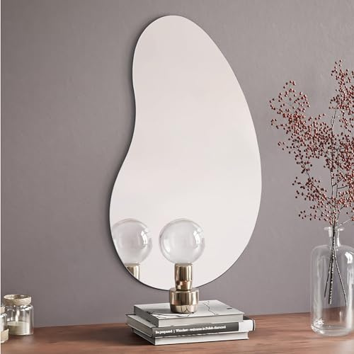 Navaris elegant vågig spegel – repsäker och mångsidig, vågig squiggle väggspegel – dekorativ modern design lämplig för vertikal eller horisontell installation på väggar – 75 x 52 cm