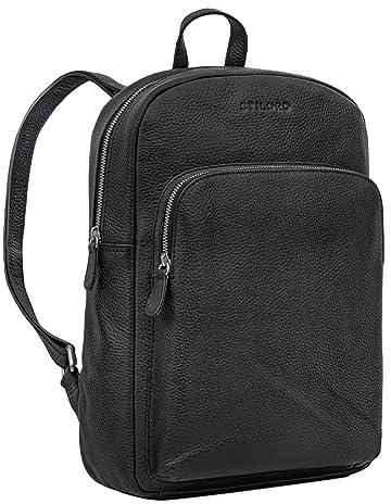 STILORD 'Jona' Schwarzer Lederrucksack mit Laptopfach 15,6 Zoll Echtleder für Herren und Damen Großer Vintage Rucksack für Business Studenten Reisen und City-Rucksack Leder Retro