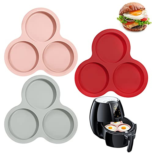 AIFUDA - Set di 3 Stampi in Silicone Antiaderenti per Friggitrice ad Aria, Con 3 Cavità, per Friggitrici Superiori a 6QT
