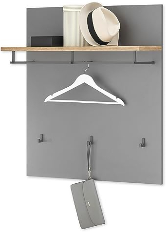 31-023-U6 Garderobenpaneel MILAN Wandgarderobe Artisan Eiche Nb. / Grau ca. 85/95/27 cm