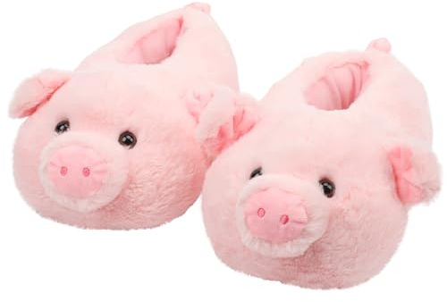 Aopuro Cute Pig Women Animal Slippers Novelty Soft Plush House Shoes Fluffy Warm Slippers Cartoon Gifts for Birthday Christmas