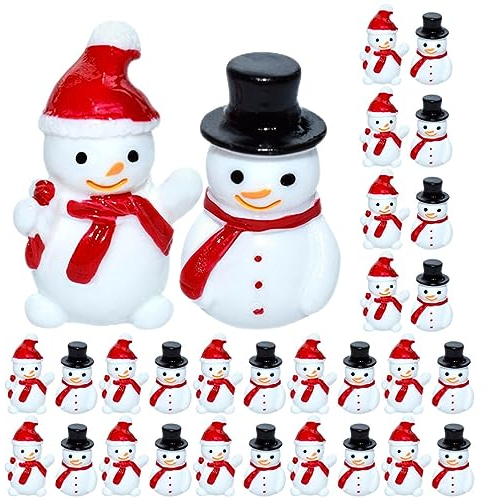 EXCEART 40stücke Teiliges Mini Schneemann Figur Aus Langlebigem Harz Vielseitige Weihnachtsdekoration Miniatur Schneemann Figuren Für Innen Außendekoration