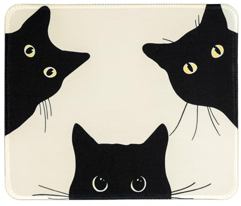 JINJIASC Funny Mouse Mat Square Cute Mouse Pad for Wireless Mouse Small Office Computer Mousepad for Desk Laptop with Non-Slip Rubber Base (Three Cats)