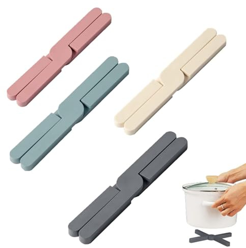 Folding Trivets,4 Pack Folding Silicone Trivet Silicone Folding Pot Holde Folding Pot Stand Non Slip Heat Resistant Kitchen Pot Holder for Kitchen Hot Pans and Hot Dishes