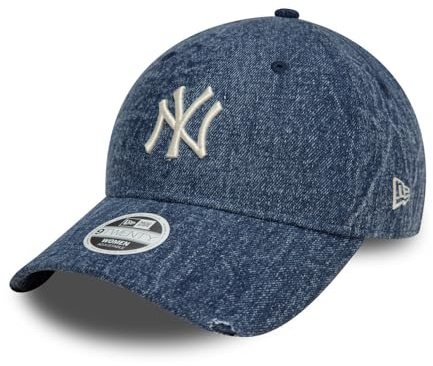 New Era Gorra 9Twenty Wmns Acid Denim YankeesEra Mujer - MLB Cap de Beisbol Hebilla Metal, con Visera Verano/Invierno Primavera Verano Otoño Invierno - Talla única Tela Vaquera