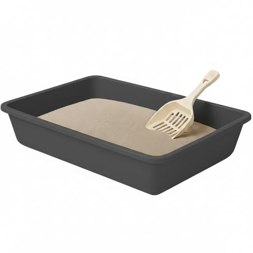 Arenero para Gatos Abierta y Pala - Bandeja Higiénica Gato e Inodora - Caja Arenero Gato – Fabricado en España - Materiales 100% Reciclados - Altura Especial Gatos Senior Reduce Estrés