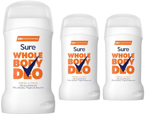 Sure Deodorant Cream Fresh Stick, Pack of 3, Whole Body Deodorant for Women Aluminium Free Deo Stick with Fresh and Floral Fragrance Provides 48-Hour Odour Control, 50 ml