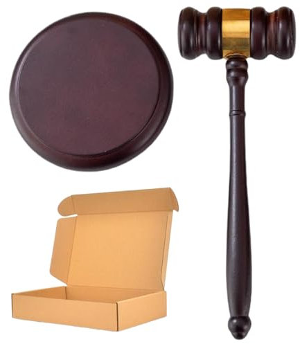 Natural de madera y bloqueo de madera con 9.65x3.43 pulgadas de pulgada con un bloque de sonido redondo de 4.72 pulgadas, acabado rojo marrón, regalo ideal para jueces, abogados, subastadores y