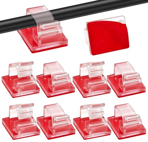 deegbbyi 60 Pezzi Clip per Cavi da Esterno, Morsetti per Cavo Acciaio, Connettori, Connettore Cavo Elettrico, Ganci Adesivi Muro, Ganci Autoadesivi Fermacavi, per Armadi, Porte, Pareti, Senza Foratura