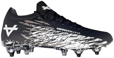 Oxen Metasock Kids SG Rugby Boots (Black, UK Footwear Size System, Big Kid, Men, Numeric, Medium, 4)