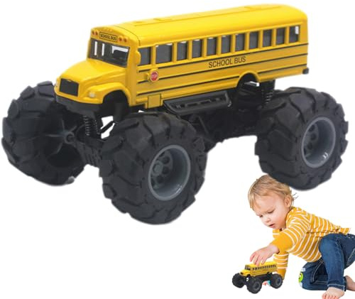 Push School Bus Toy: 6 tums legerat fordon, friktionsdriven motoriserad spelbuss, bil med hållbar metallkropp | Lärlingsutvecklingsleksak