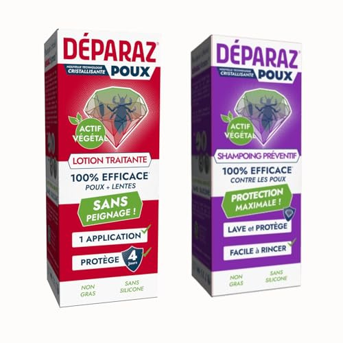 DÉPARAZ Poux® – Pack Multiformule Anti-Poux : Lotion + Shampooing Préventif | Traitement & Protection - 100% Efficace en 1 Application | Sans Peignage | Lot de 2