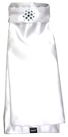 AIKO Plastron - Satin - Weiss/schwarz - Flower Crystal - Rhinestones