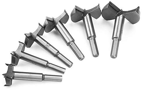6 pezzi Set di punte da trapano Forstner, 30-60 mm Set di punte piatte in acciaio ad alta resistenza Set per la lavorazione del legno a tazza Utensile da taglio per legno