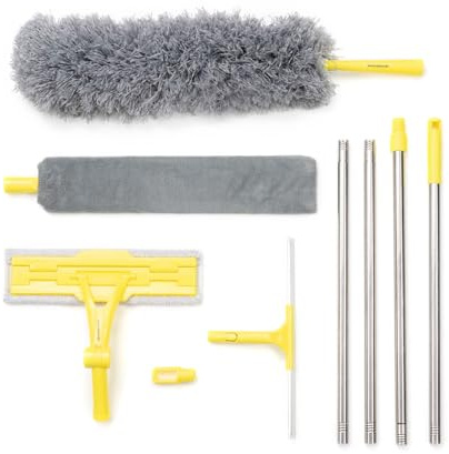 InnovaGoods - Set di Pulizia Multifunzionale 4 in 1, Leggero e Maneggevole, Facile da Montare e Smontare, Superassorbente per Pulizia Asciutta o Umida, Multicolore, Plastica