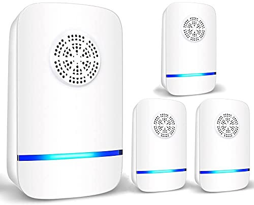 Ultrasonic Pest Repeller 4 Pack, Insect Control, Spider Repellent, Plug in Indoor Mouse Deterrent, Anti Moths, Ants, Bed Bugs, Fleas, Cockroaches, Flies, Spider, Wasp (Classic 4 Pack)