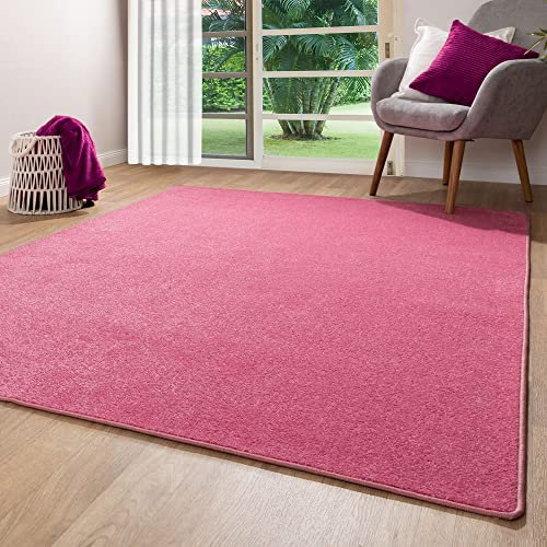 Steffensmeier Kurzflor Teppich Ibiza | Wohnzimmerteppich | Stilvoll | Pflegeleicht | Jugendteppich | Pink, Größe: 40x60 cm