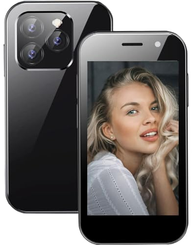 Hipipooo Mini Smartphone débloqué 4G téléphone Portable 3,0 Pouces, Double Carte SIM, Batterie 2600 mAh, Appareil Photo 2MP + 5MP, déverrouillage du Visage, téléphone pour Enfants(Noir,3 Go + 32 Go)