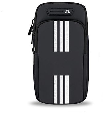 Bolsa para Brazos,Brazalete Movil Correr Deportivo, Móvil Bolsa para–Brazos Fundas Impermeable con Orificio Auriculares, Brazalete Porta Movil Running para Deporte,Aire Libre,Fitness. (Negro)