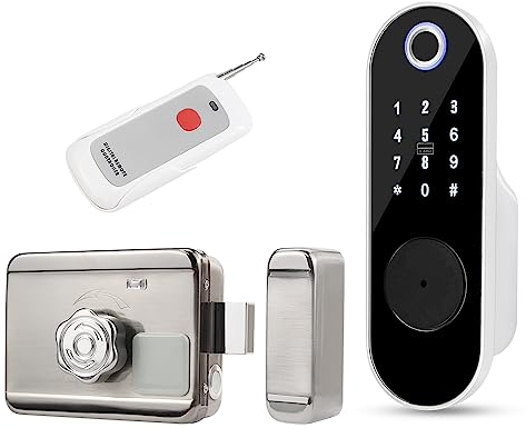 FTes RFKits Serratura della Porta con Impronte Digitali,Chiavistello della Tastiera di Ingresso Senza Chiave con Ingresso Chiave,Password Anti-Spionaggio,Serratura Antifurto Intelligente