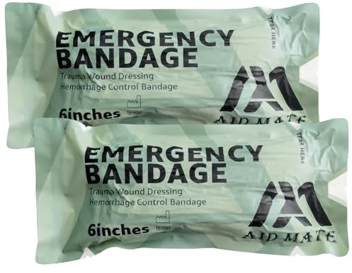 6 Emergency Israeli Bandages, Elastic Compression Bandage Trauma Dressing, Medical Sterile Vacuum Sealed, Combat Gauze Tactical First Aid IFAK Refill Kit, 2 Count…