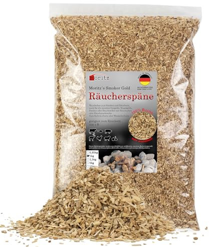Moritz 1 kg de copeaux de fumage en hêtre fin, 0,75-2 mm, pour fumage à froid de poisson, viande, saucisse, fromage, légumes, aussi pour barbecue, barbecue, farine de fumage