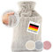 Blumtal Premium Wärmflasche mit Bezug & Tasche aus weichem Kunstfell - Wärmeflasche aus Naturkautschuk - flauschige Wärmflasche mit Tasche für Hände - Hot Water Bag - auslaufsichere Bettflasche Braun
