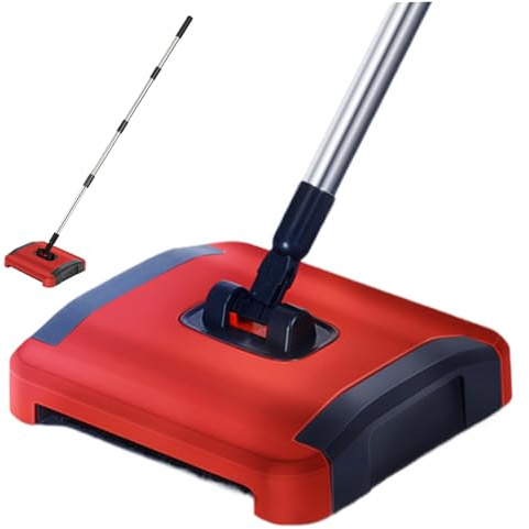 CAKEEYUM Carpet Sweeper Manual 3 Rolling Brushes Floor Sweeper Carpet Brush with Wheels and Large Waste Bin 43inch Detachable Cleaner for Pet Hair Dust DebrisCarpet Manual Fl