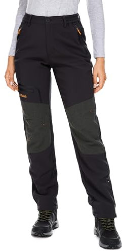 yeyity Damen Wanderhose Wasserdicht Softshellhose Skihose Winddicht Warm Gefüttert Winter Outdoorhose Schneehose Snowboardhose Trekkinghose(6081,Schwarz,M)