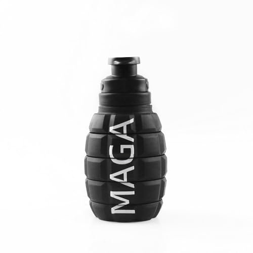 TUFCUP Spit Cup Spittoon for Chewing, Portable Reusable Spit Dipping Cup with Lid, Collapsible Spill Resistant Leak Proof Silicone Body Travel Spitter (MAGA)