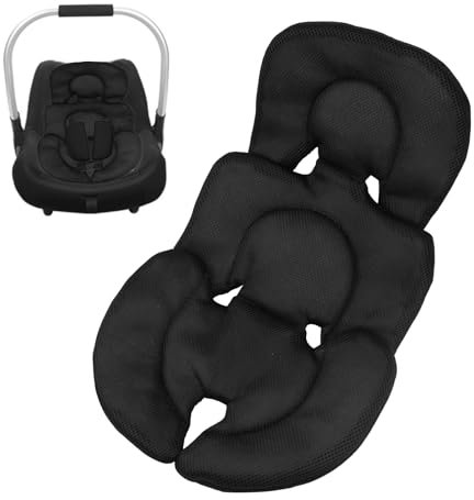 FSWWSF Sitzverkleinerer Babyschale Neugeborenen Einsatz für Babyschale Weiches Sitzauflage für Babyschale Bequem und Atmungsaktiv Autositzkissen für Kinderwagen Autositz Hochstuh (Schwarz)