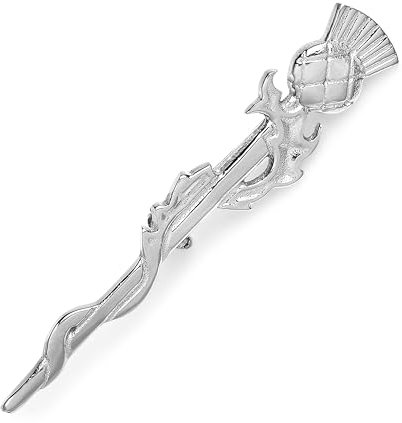 Kilt Emproium Scottish Thistle Vine Kilt Pin, Rust Free Brass - 4 inches (Chrome)